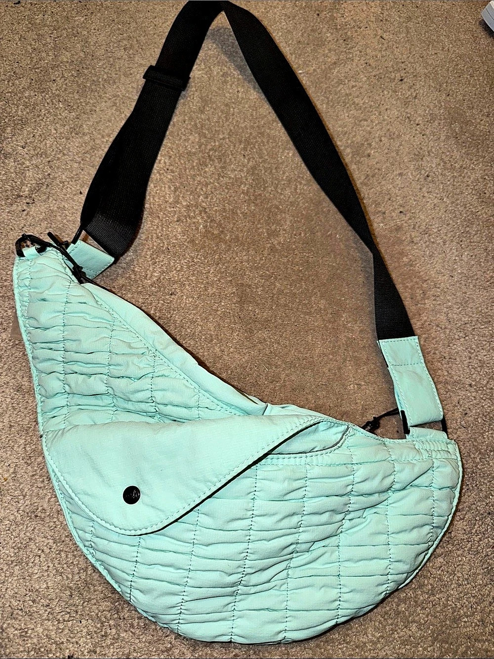 Sash Crossbody Sling Bag Quilted Green